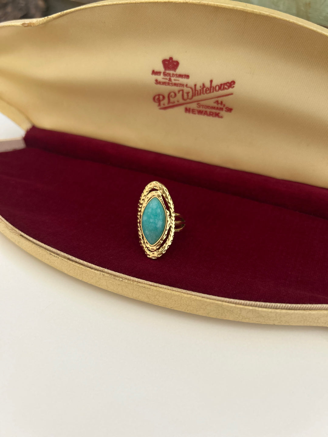 Marquise Shaped Amazonite Stainless Steel Open Cuff Ring