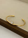 Nova PVD Gold Plated Solitaire Cuff Bracelet