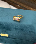 Studded Heart CZ Gold PVD Plated Ring