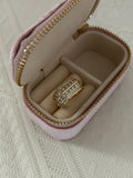 18K Gold Plated Multi Line Open Cuff Ring- Clear