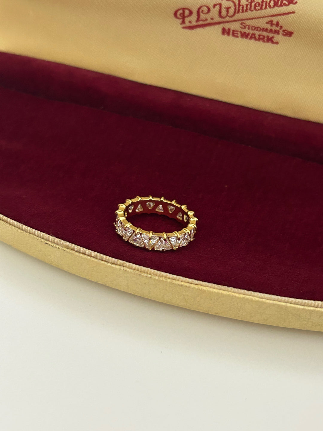 Eternity Trillion Cut CZ Stainless Steel Ring