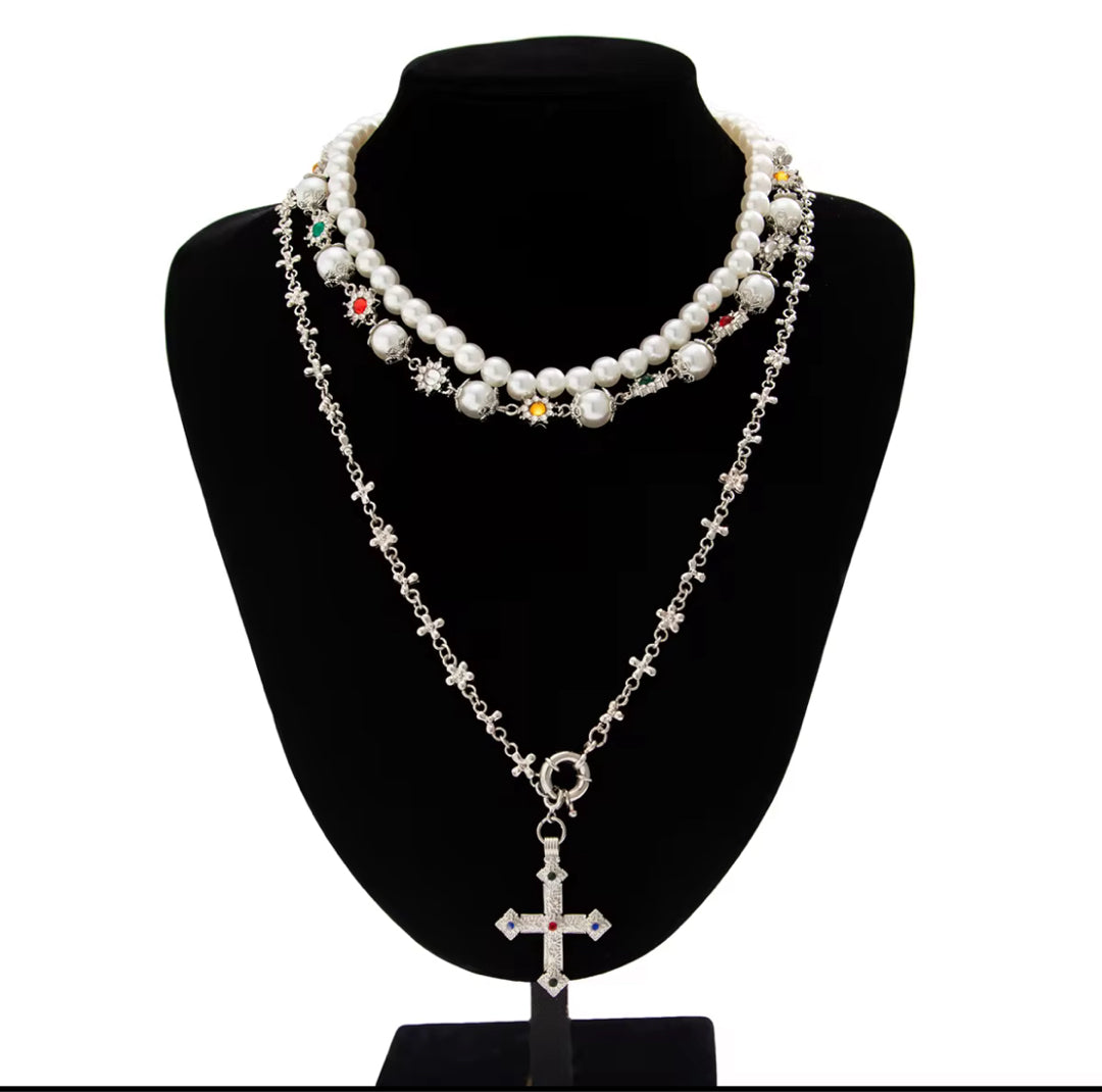 Layered Necklaces Set - Silver