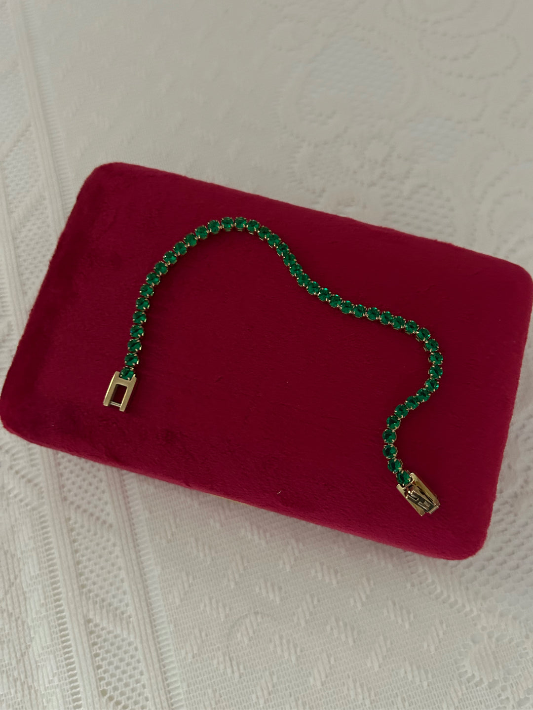 Green Gold Plated Stainless Steel Tennis Bracelet
