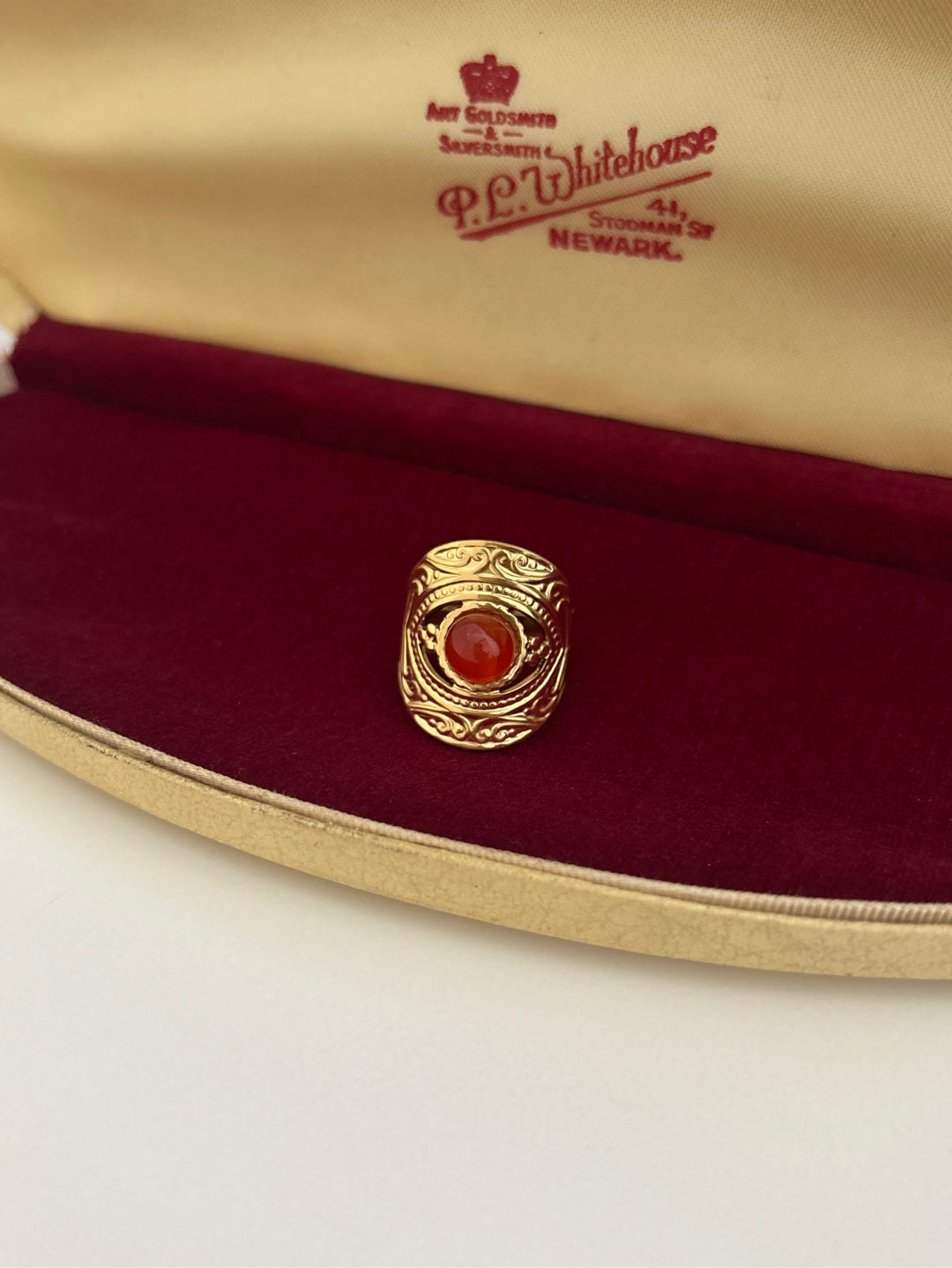 Vintage Style Ornate Carnelian Open Cuff