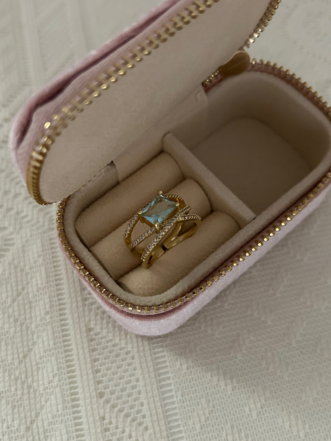 Blue Topaz Cubic Zirconia Rectangle Open Cuff Rings