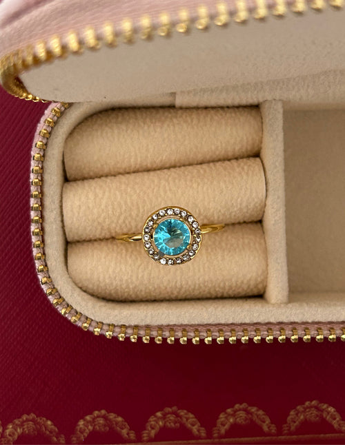 Blue Micro Pave CZ Open Cuff Ring