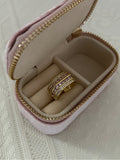 18K Gold Plated Multi Line Open Cuff Ring- Light Pink