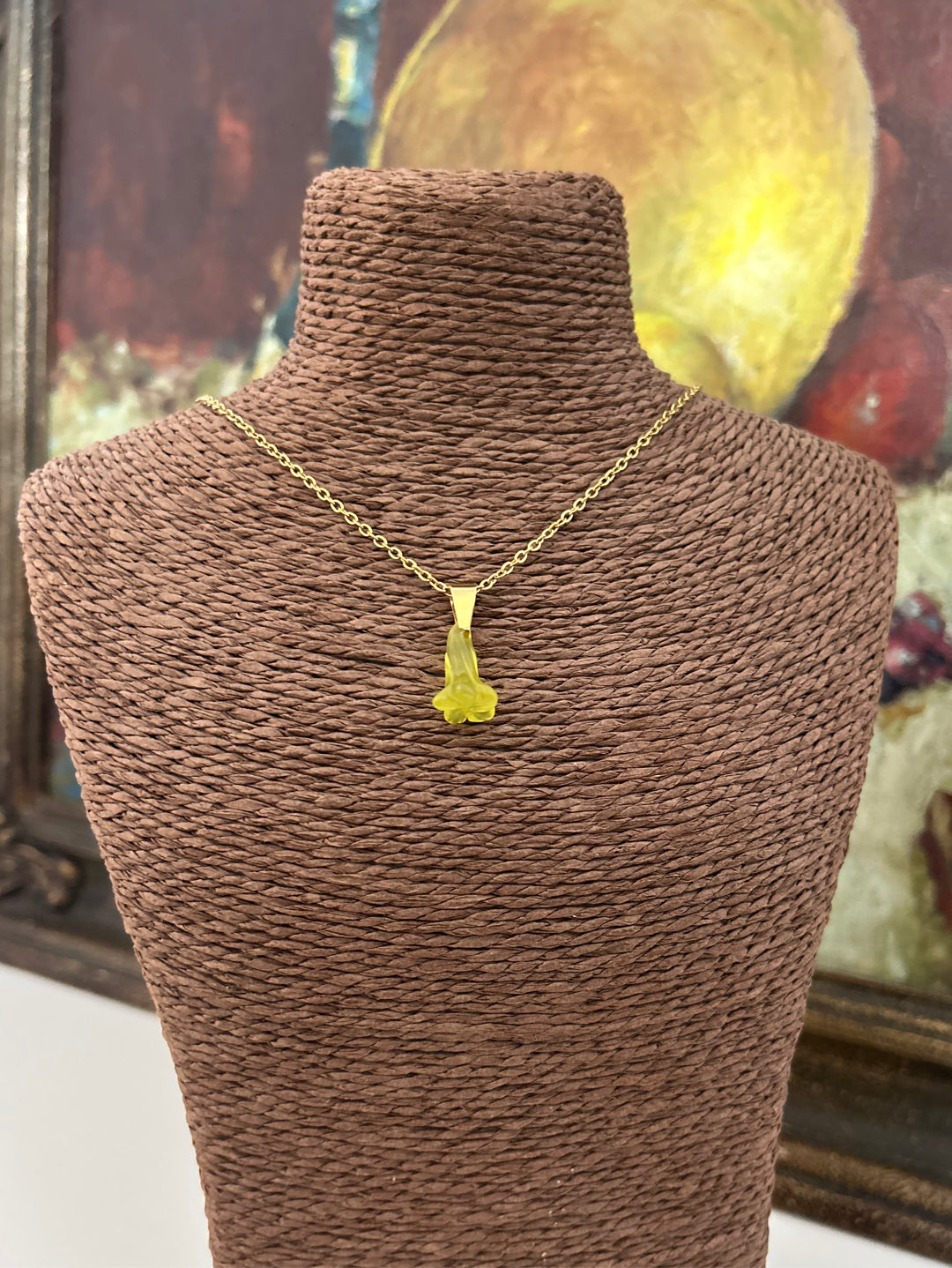 Natural Korean Jade Carved Flower Necklace