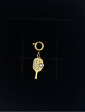 Gold Plated Stainless Steel Enamel Pickleball Charm With Spring Clasp