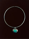 Turquoise Stone Metal Choker Necklace