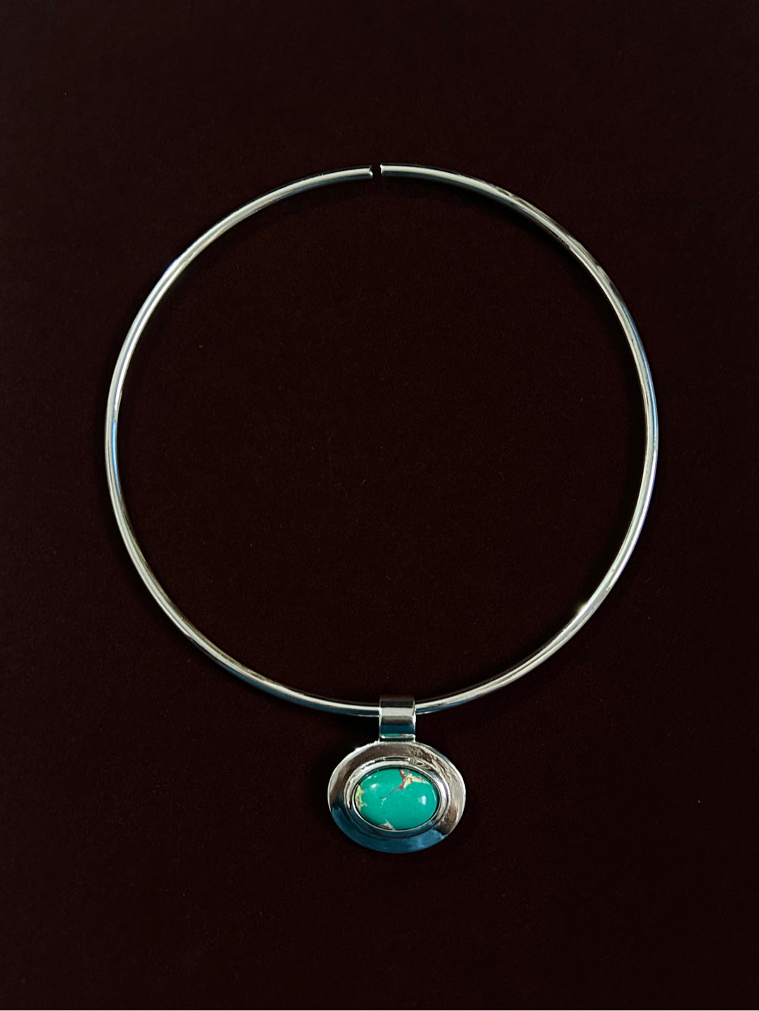 Turquoise Stone Metal Choker Necklace